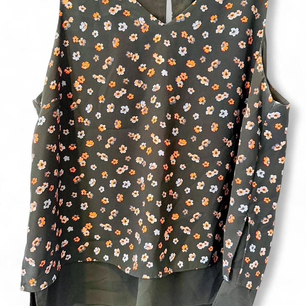 Banana Republic Black Floral Sleeveless Blouse Size L